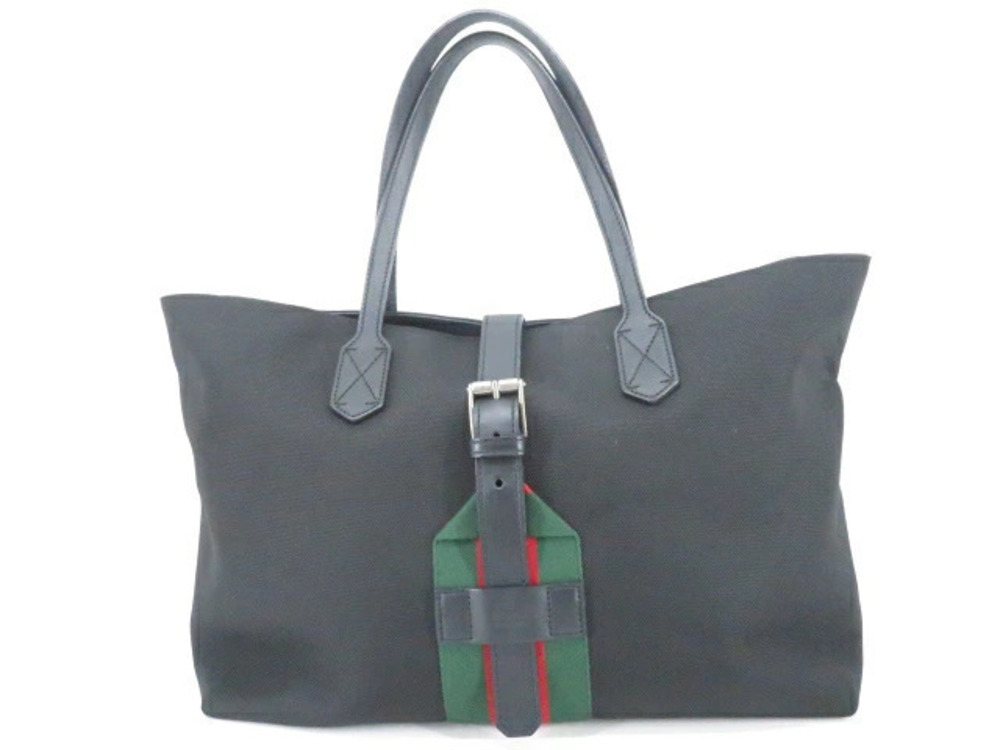 Gucci Tote Bag Techno Canvas Black Tricolor